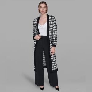 KARL LAGERFELD PARIS TWEED DUSTER CARDIGAN SZ M